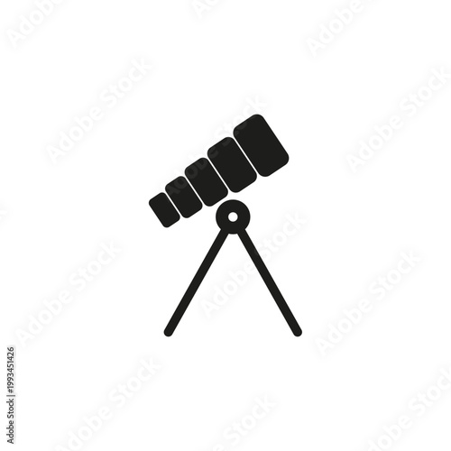 Space telescope icon. Astronomy Vector tool. Tripod lens object. Star gazer symbol. Manual vector only. No autotrace used.