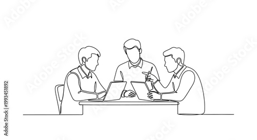 Teamwork meeting, collaboration, business people working together at table with laptops