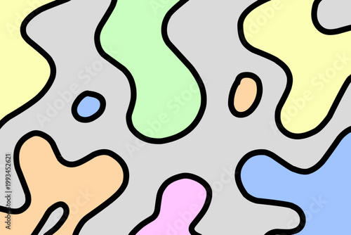 Abstract Organic Blob Pattern Background with Pastel Colors, Modern Minimal Fluid Shapes Design