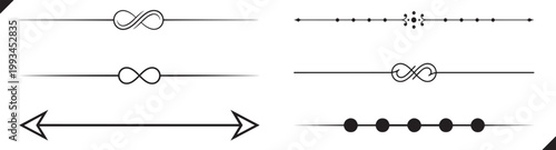 Decorative Elegant Line Art Dividers Set, Vintage Ornamental Borders and Design Separators Vector Collection
