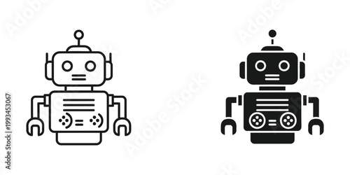 Two robots with gaming controllers symbolizing modern technology and entertainment fusion