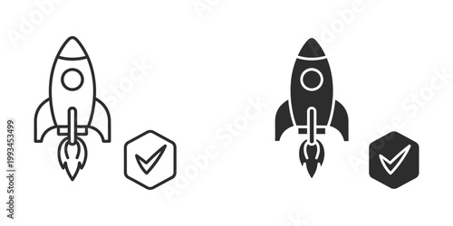 Launch success icons in contrasting styles