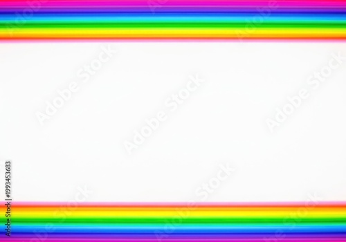 Abstract horizontal rainbow light spectrum border fading onto a clean white background, providing ample copy space for graphic design templates ,border ,prism ,wallpaper