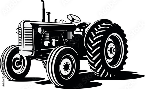Tractor parts schematic and component labels