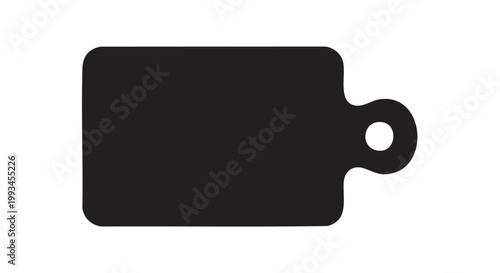 Cutting board silhouette black wooden kitchen board vector icon for food preparation and cooking use.