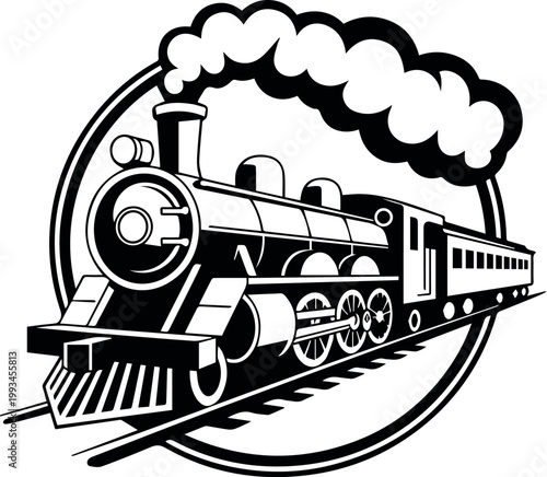 Steam locomotive passenger train in motion