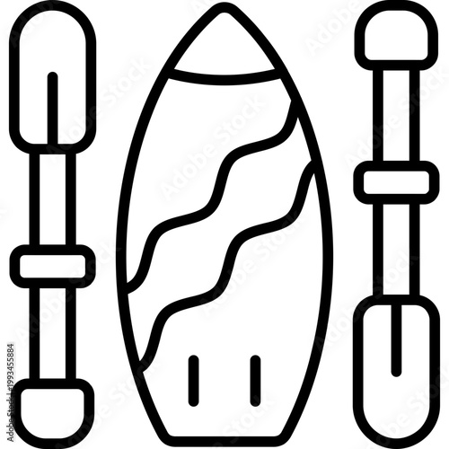 Paddle Boarding Line Icon