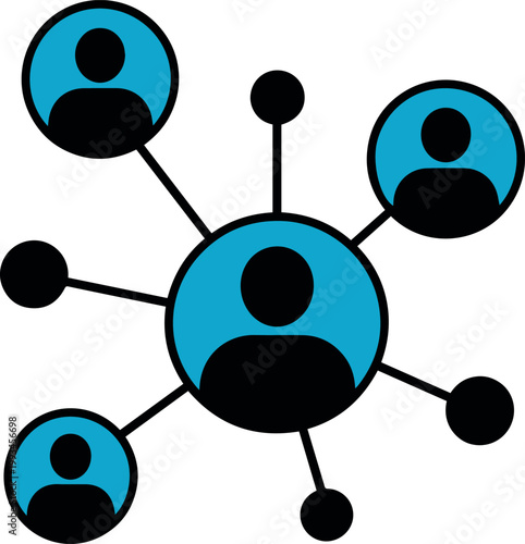 Bilde på lerret Hub and spoke user network showing node connections