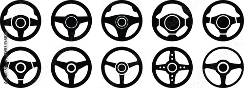 Steering Wheel Vector Icon Set