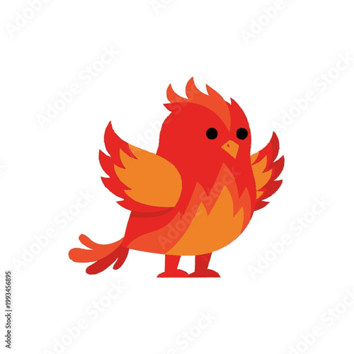 Cute cartoon phoenix bird illustration.