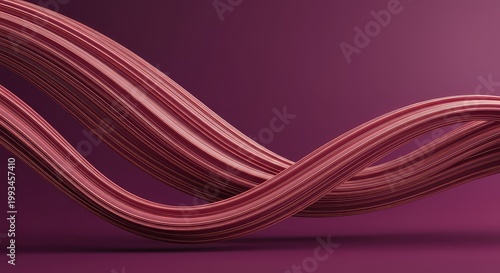 Dynamic three-dimensional render showing smooth, winding lines across an abstract space, creating a sense of motion and infinite depth ,fluid ,distortion ,design