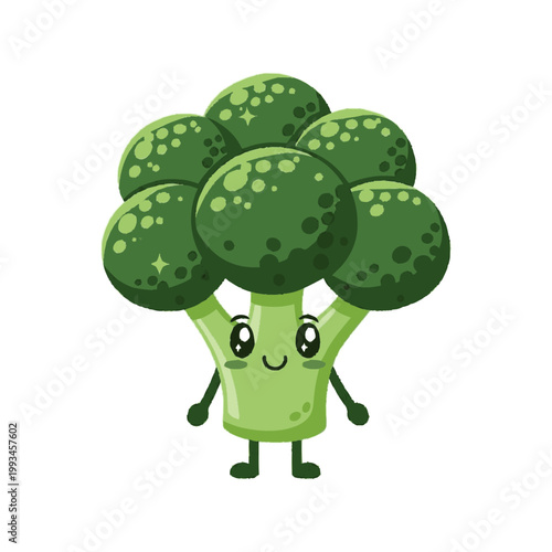 Cute Happy Broccoli Cartoon Character 1.