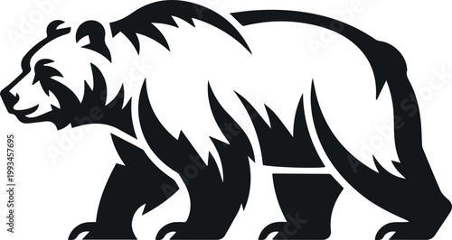 Bear tattoo with linework