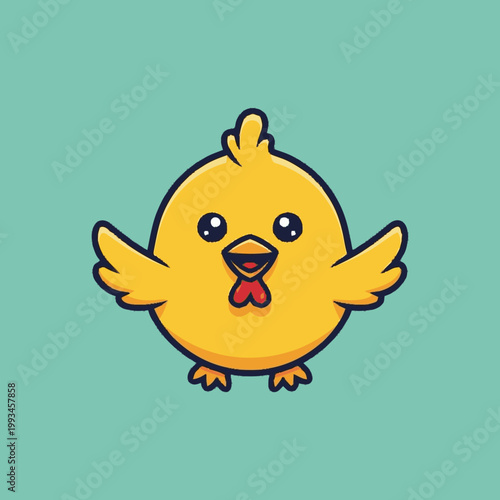 Cute little yellow chick cartoon character.