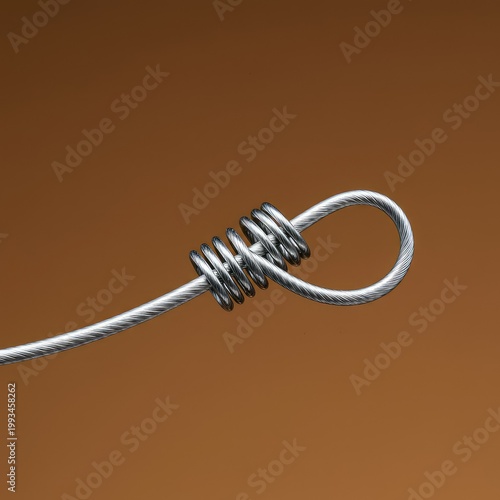 Highly flexible alloy wire bent sharply against a neutral background, illustrating shape memory and superelastic material characteristics ,nickel ,metallic ,medical