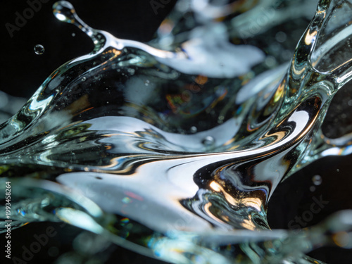 Futuristic glass and chrome liquid hybrid abstract background design