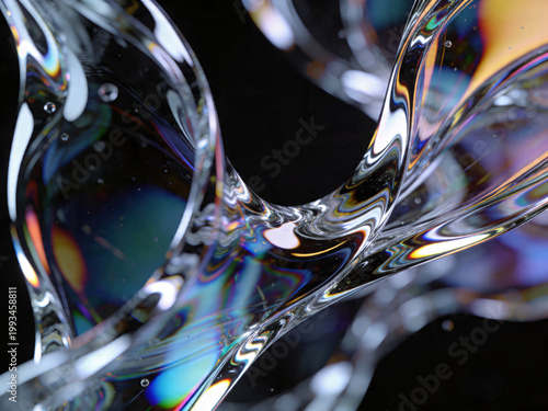 Futuristic glass and chrome liquid hybrid abstract background design