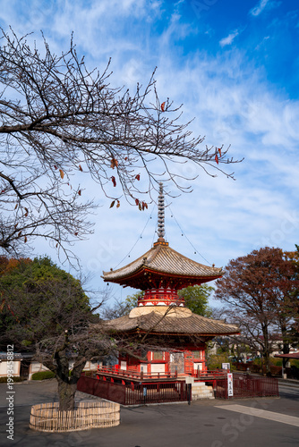 Slika na platnu Historic Two-Story Pagoda Tahoto at Kita-in Temple Under Blue Sky in Kawagoe