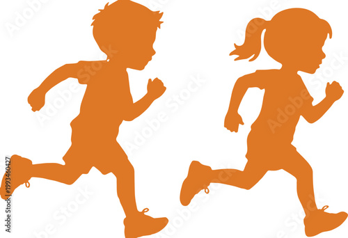 Children sprinting at school recess