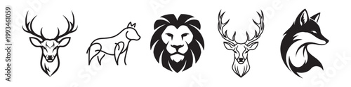 Black and white animal icons Vector