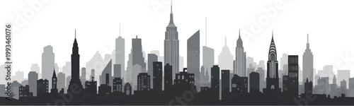 city skyline silhouette with skyscrapers