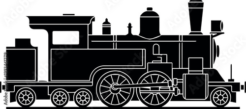 Steam train toy silhouette for children activity and crafts
