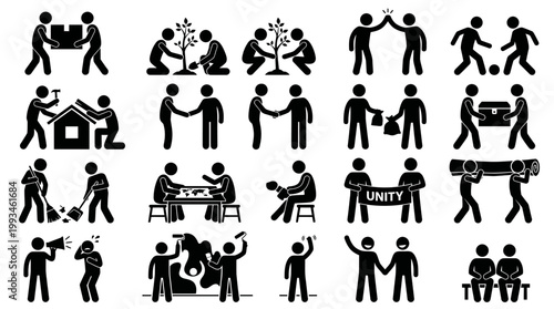 Teamwork and Collaboration Icons Representing Partnership and Unity