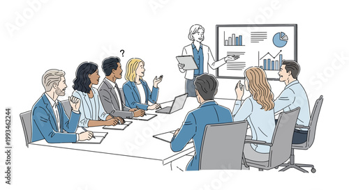 Business Team Attending Corporate Presentation Meeting