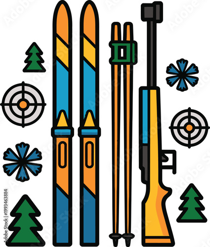 Cute cartoon a illustrator vector biathlon