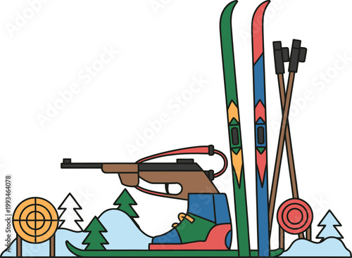 Cute cartoon a illustrator vector biathlon