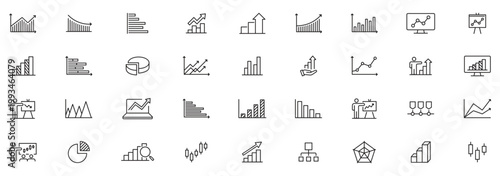 Data analysis icon vector set. profit graph illustration sign collection. data science symbol or logo.