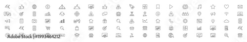 Digital marketing icon set. Containing seo, content, website, social media, sales and online advertising. Solid vector symbol collection.