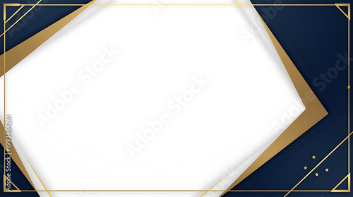 AI Generated Luxury Blue and Gold Geometric Certificate Background with Elegant Frame and Copy Space