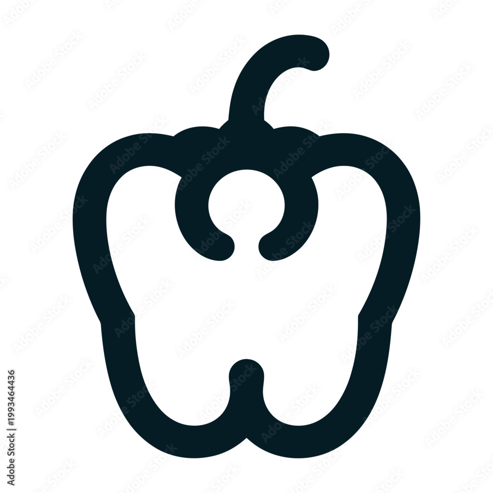 Fototapeta premium Vector graphic of a black bell pepper
