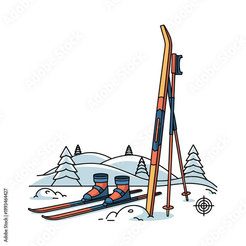 Cute cartoon a illustrator vector biathlon