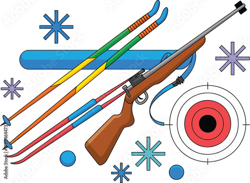 Cute cartoon a illustrator vector biathlon