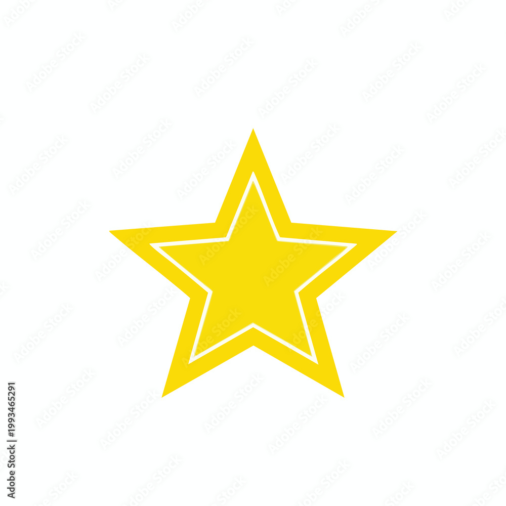 Fototapeta premium A vibrant yellow star shape isolated on a plain white background.