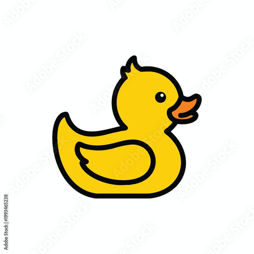 Cute yellow rubber duck illustration icon.