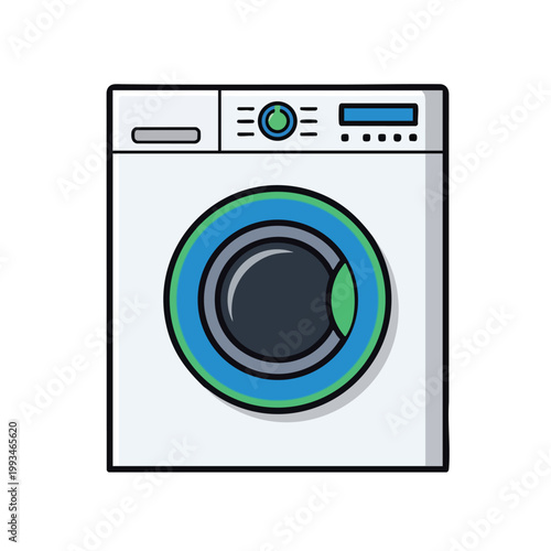 Modern Front Load Washing Machine Appliance Icon.