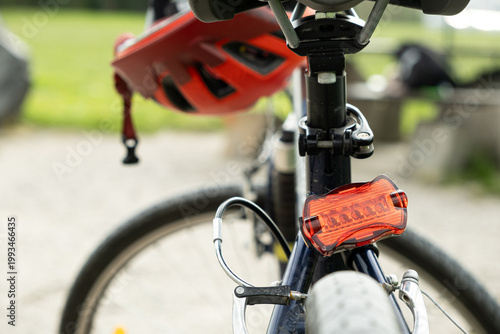 Wallpaper Mural Red LED bicycle rear light mounted on seat post. Torontodigital.ca