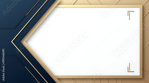 AI Generated Luxury Blue and Gold Modern Geometric Frame Background with Elegant Corporate Style and Copy Space