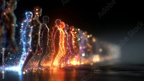Abstract Digital Human Figures Representing Artificial Intelligence Technology