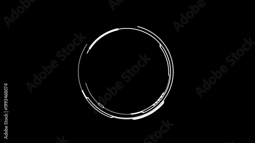 Futuristic White Circle HUD Element on Black Background with Video Loop with Motion Graphics