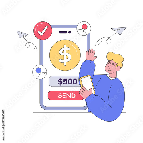 An illustration design of mobile money transfer 