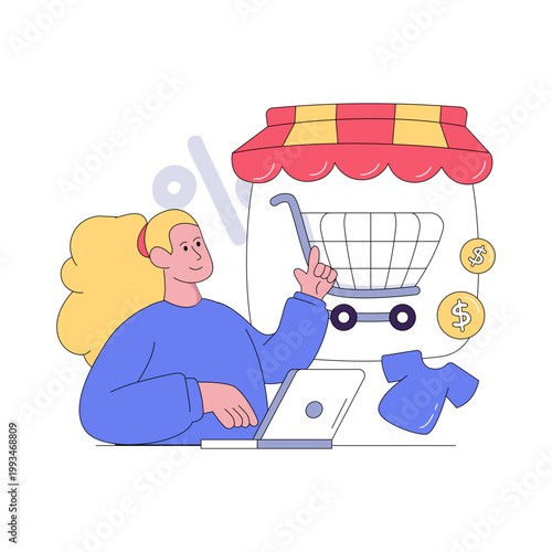 Editable design illustration of online shopping discount         