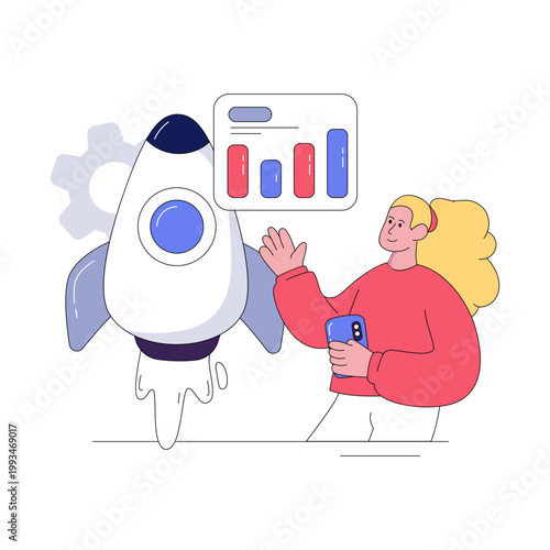 Business launch illustration isolated on white background 