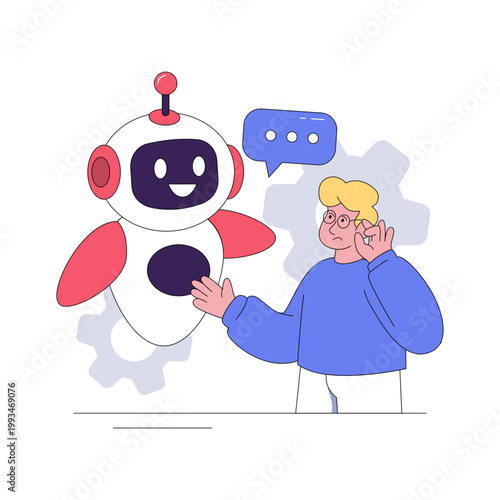 Editable design illustration of chatbot assistant 