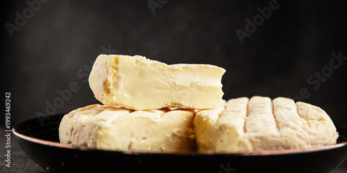 Obraz na płótnie Soft cheese Camembert, Brie, or Coulommiers cheese head tasty snack fresh gourme