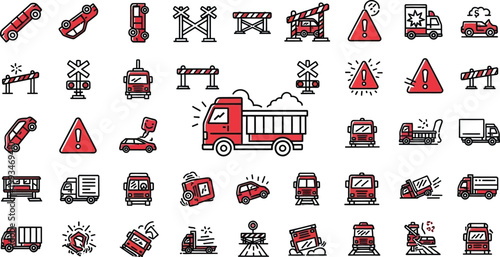 Truck icons illustrate various logistics.