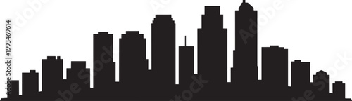 City skyline silhouette with tall modern buildings and skyscrapers with city art and city